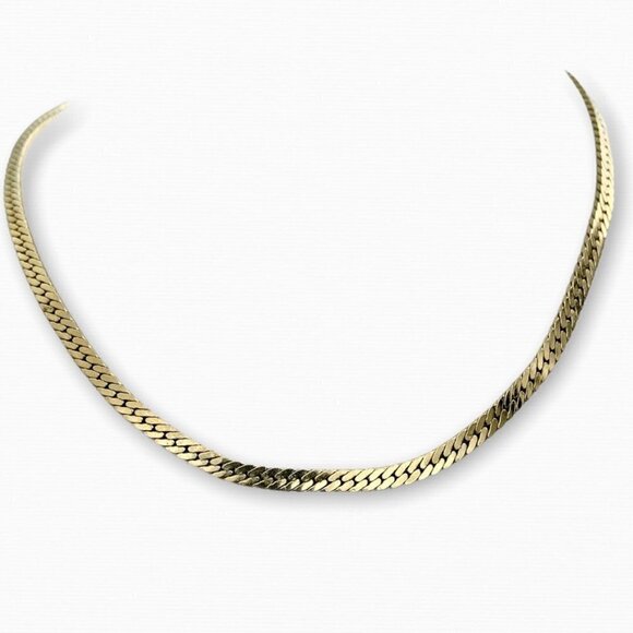 Vintage Monet Gold Herringbone Necklace Chain - Picture 1 of 9
